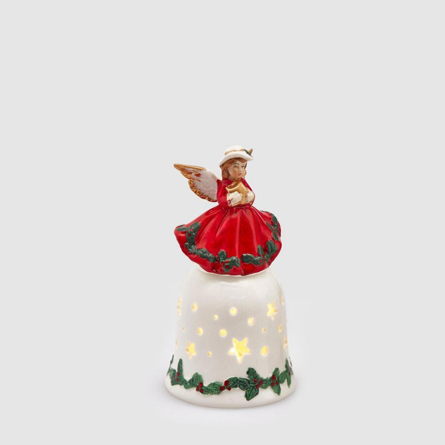 EDG Enzo De Gasperi Bell Angel Bell with LED 16cm Red Ceramic