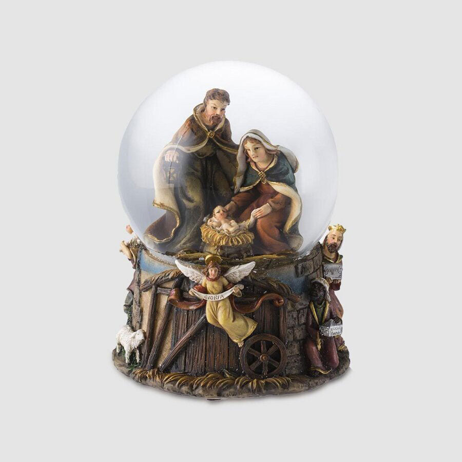 EDG Enzo De Gasperi Nativity Snow Globe Ball with Music Box 15x11.5cm Christmas Decoration