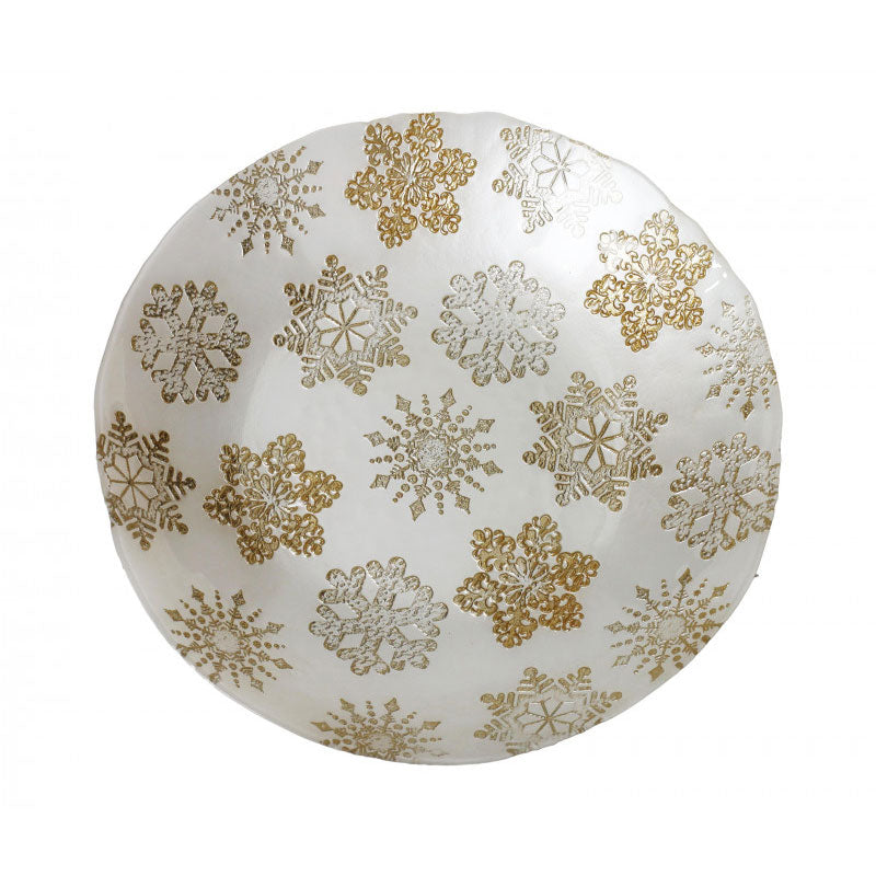 BRANDANI Centrotavola Coppa Christmas Stelline 40cm Vetro Bianco Oro Tavola di Natale