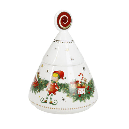 BRANDANI Elfomagia Sugar Bowl 10x14cm White Porcelain Christmas Table