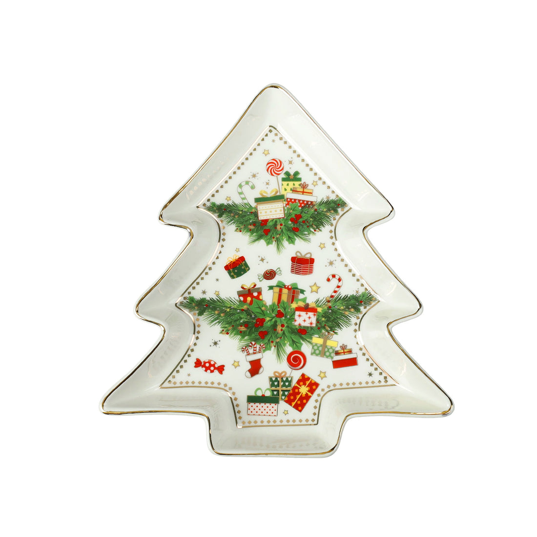 BRANDANI Tray Elfomagia Tree Tray 17,5x19cm Porcelain Christmas Table