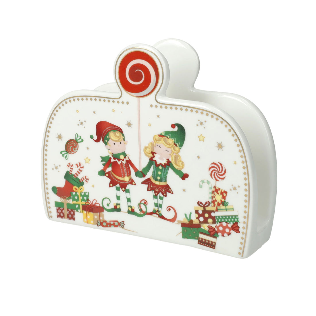 BRANDANI Napkin Holder Elfomagia 12x14cm Porcelain Christmas Table