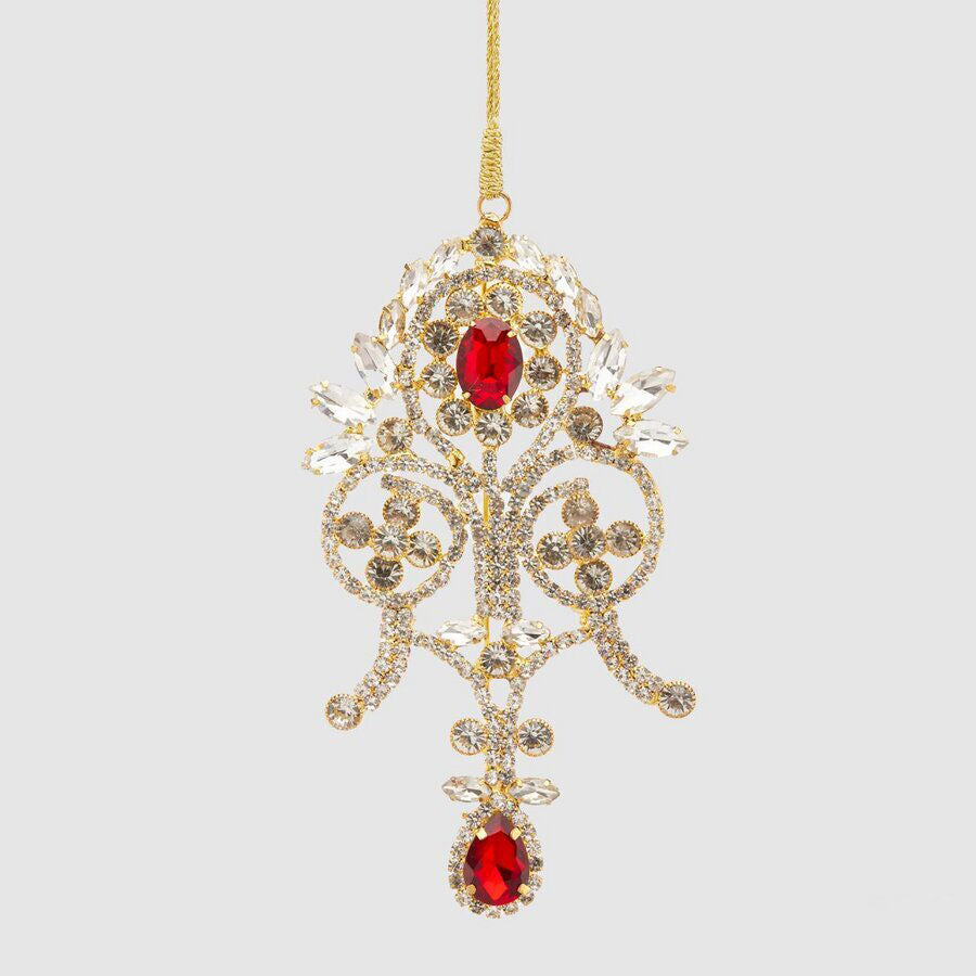 EDG Enzo De Gasperi Damascus Christmas Tree Decoration Hanger 13cm Red Gold