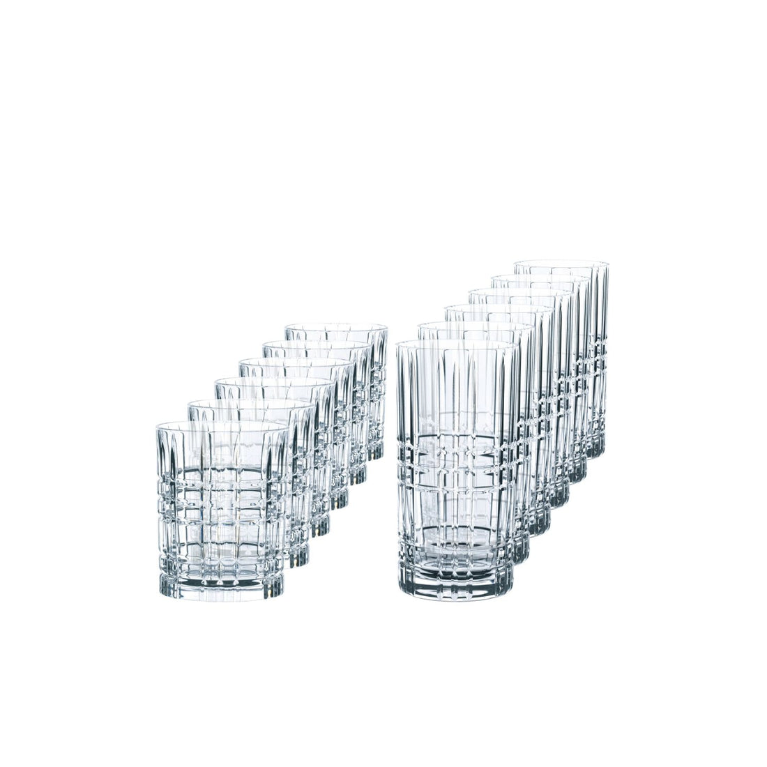 NACHTMANN Highland Square Set 12 Pieces Crystal Long Drink Whiskey Glass