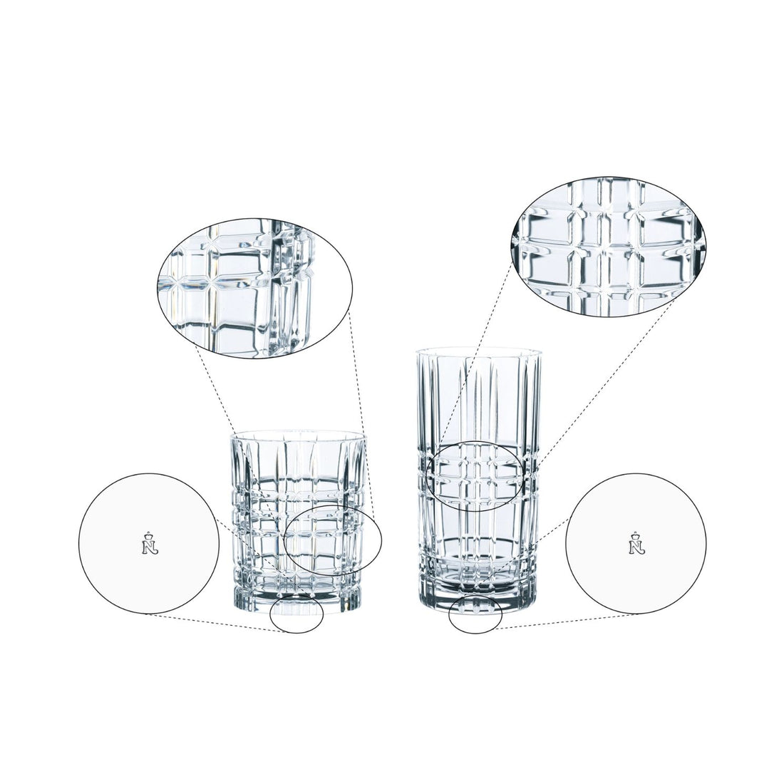 NACHTMANN Highland Square Set 12 Pieces Crystal Long Drink Whiskey Glass