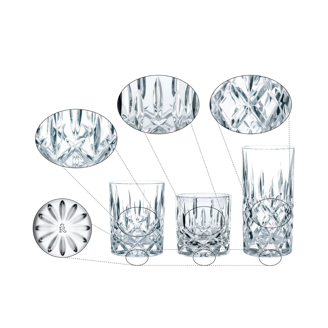 NACHTMANN Noblesse Set 18 Pieces Long Drink Whiskey Sof Crystal Glass