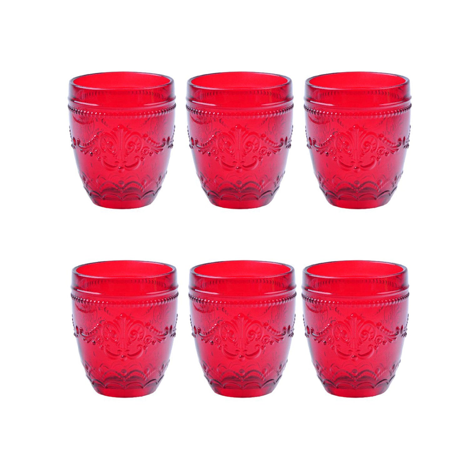 BRANDANI Rouge Red Glass Set of 6 Glass Pieces 10cm Christmas Table