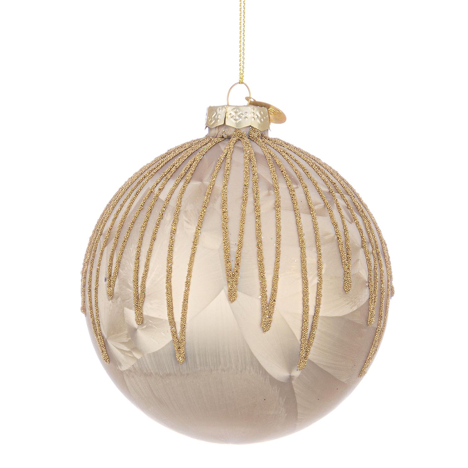 BIZZOTTO Sfera Pallina in Vetro per Albero di Natale 10cm Lineage Champagne