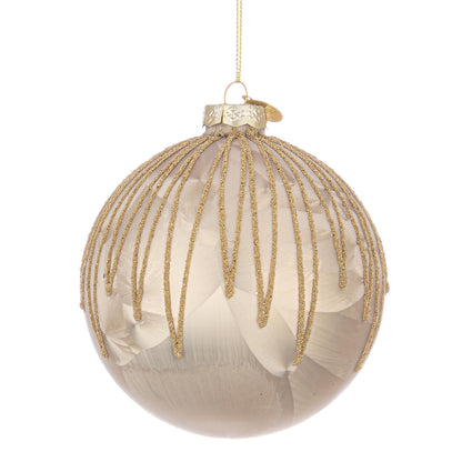 BIZZOTTO Sfera Pallina in Vetro per Albero di Natale 10cm Lineage Champagne