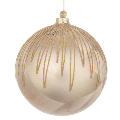 BIZZOTTO Sfera Pallina in Vetro per Albero di Natale 15cm Lineage Champagne