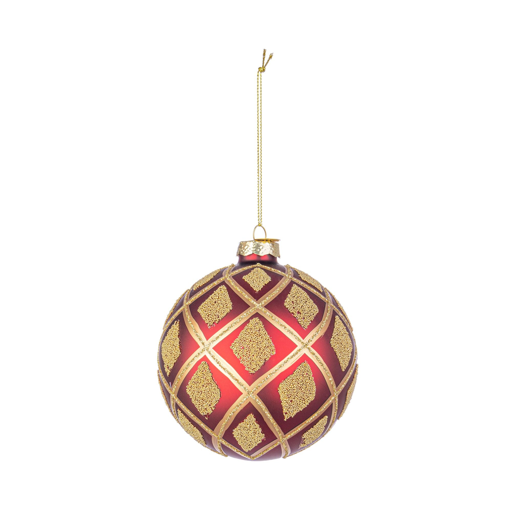 BIZZOTTO Sphere Glass Bauble for Christmas Tree 10cm Glint Red Gold