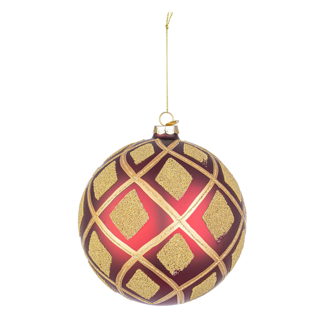 BIZZOTTO Sphere Glass Bauble for Christmas Tree 15cm Glint Red Gold