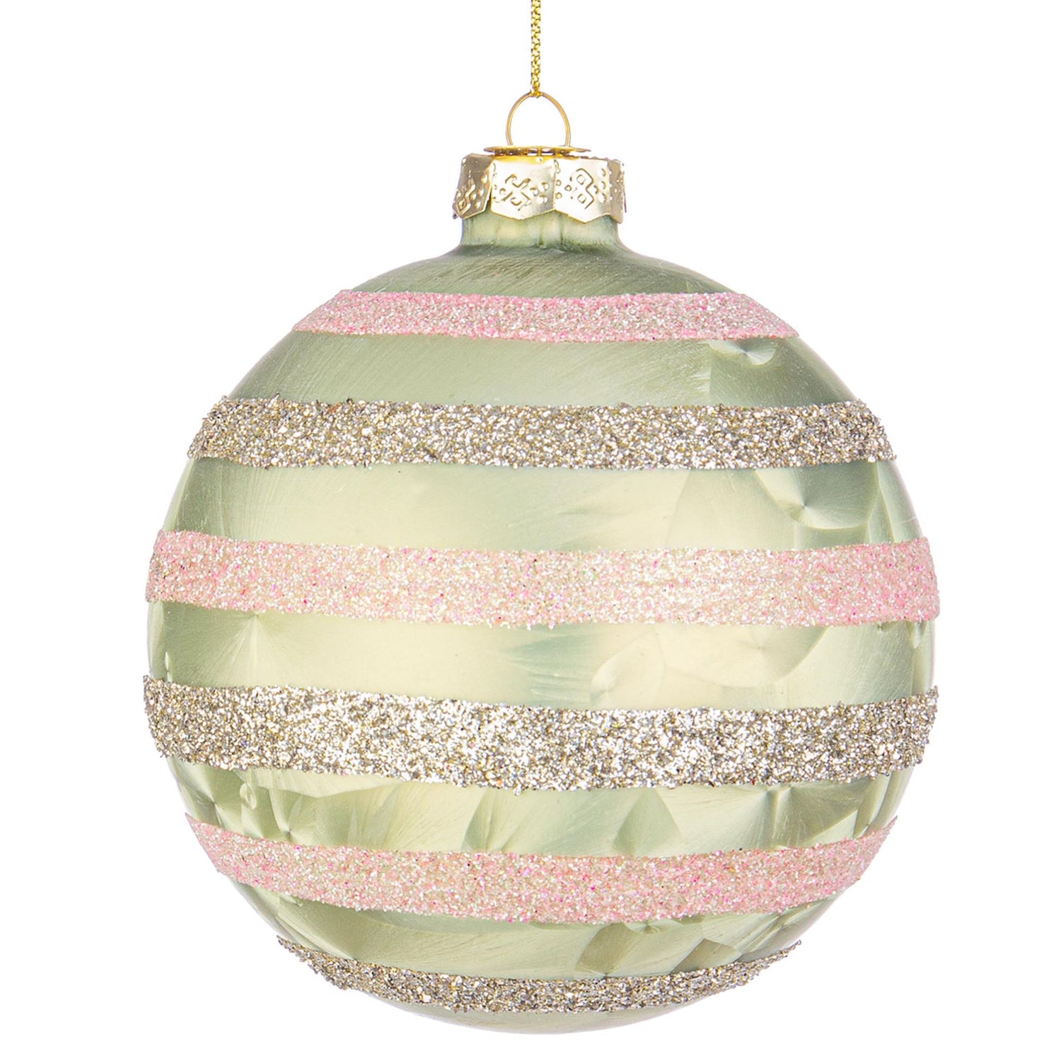 BIZZOTTO Sphere Glass Bauble for Christmas Tree 10cm Chrystal Green