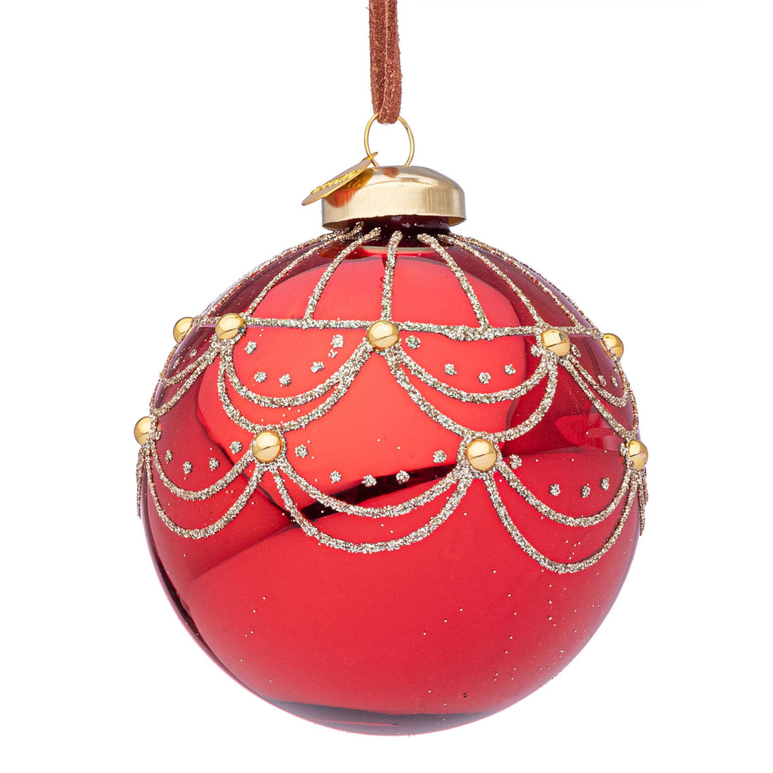 BIZZOTTO Sphere Glass Bauble for Christmas Tree 8cm Letizia Red