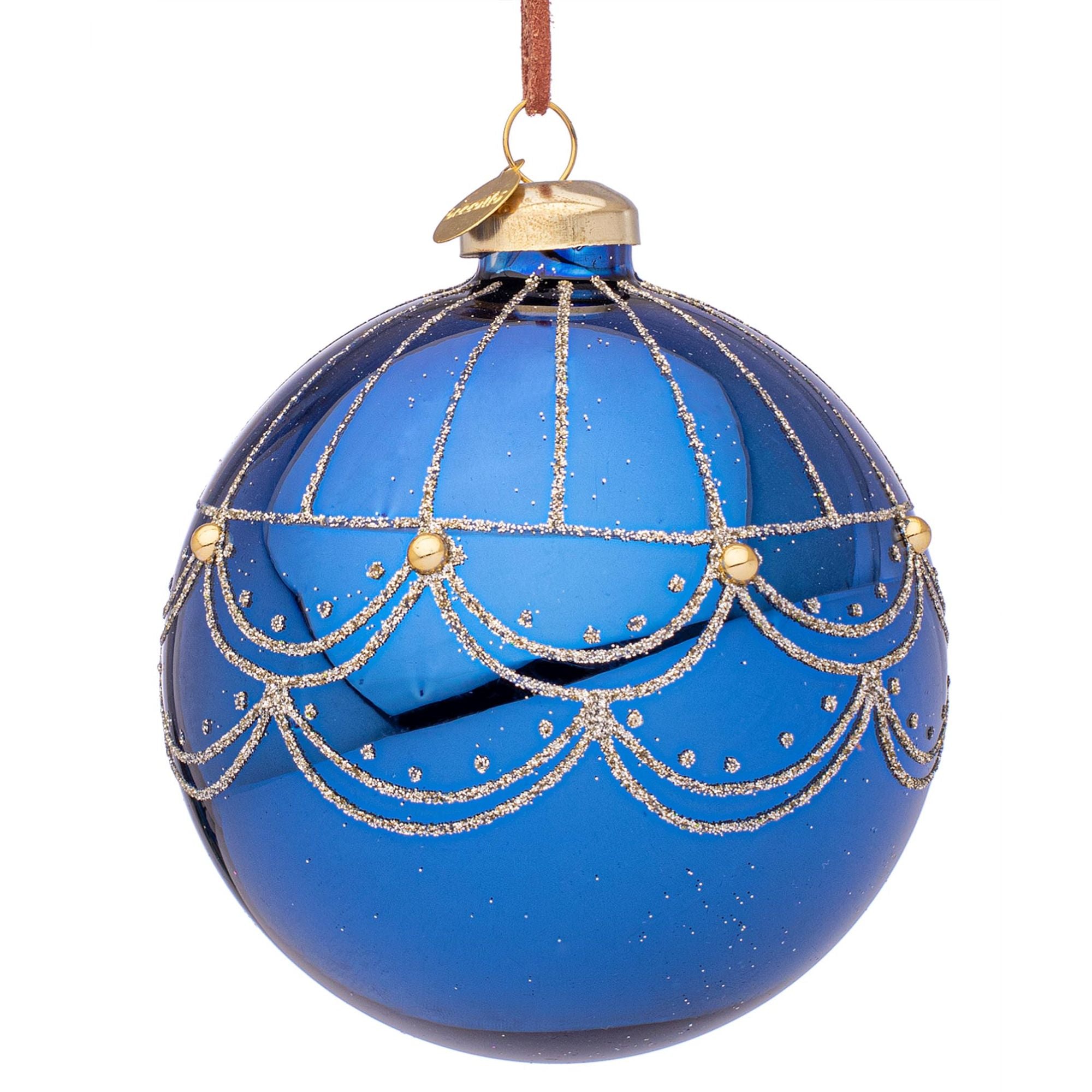 BIZZOTTO Sphere Glass Bauble for Christmas Tree 10cm Micol Blue