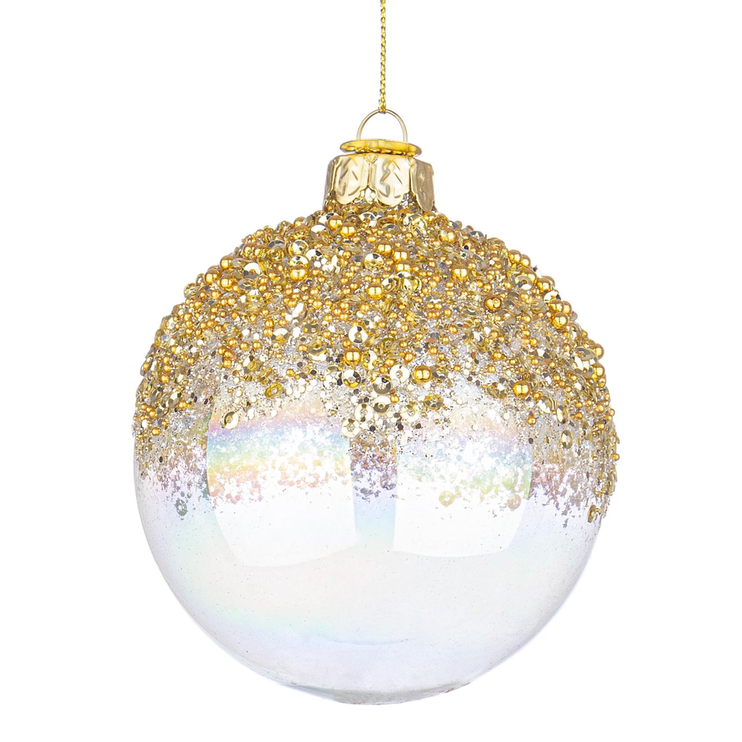 BIZZOTTO Sphere Glass Bauble for Christmas Tree 8cm Alisia Iridescent