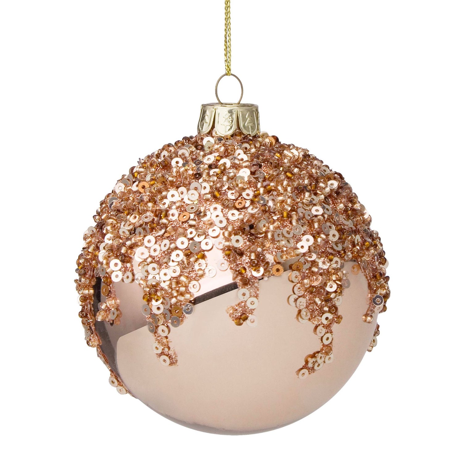 BIZZOTTO Sphere Glass Bauble for Christmas Tree 8cm Triumph Rose Gold