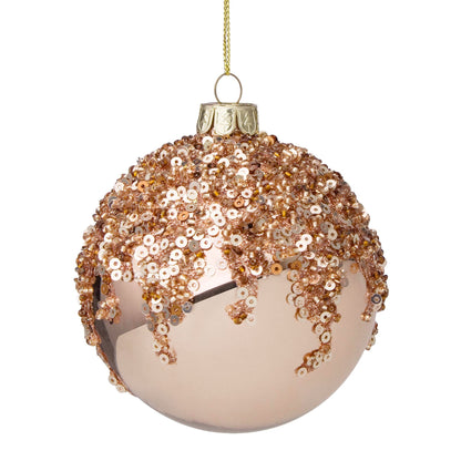 BIZZOTTO Sfera Pallina in Vetro per Albero di Natale 8cm Triumph Oro Rosa