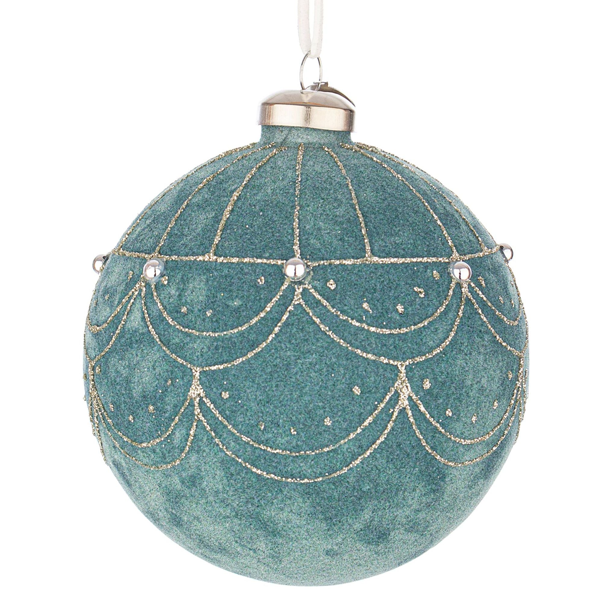 BIZZOTTO Sphere Glass Bauble for Christmas Tree 10cm Letizia Green Lake