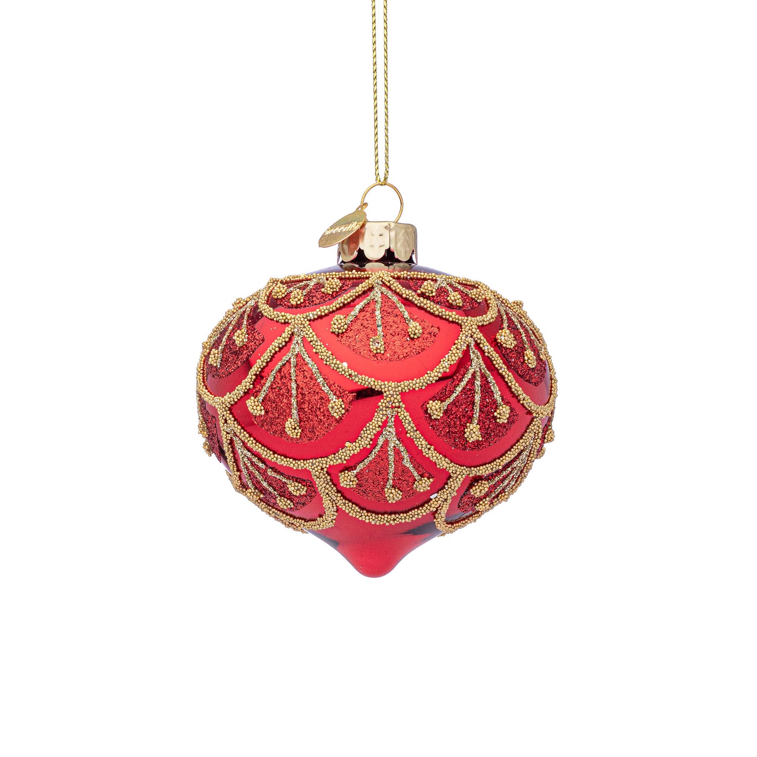 BIZZOTTO Sphere Pendant Glass Bauble for Christmas Tree 7cm Winslows Red