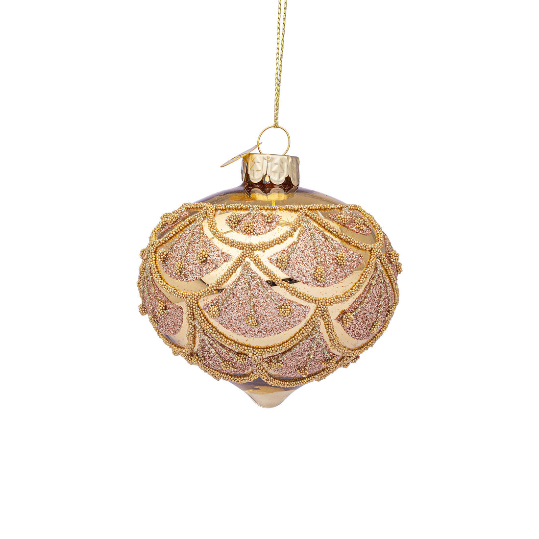 BIZZOTTO Sphere Pendant Glass Bauble for Christmas Tree 7cm Winslows Gold