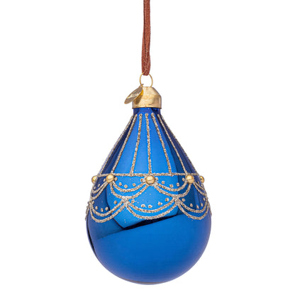 BIZZOTTO Sphere Pendant Glass Bauble for Christmas Tree 9cm Micol Blue