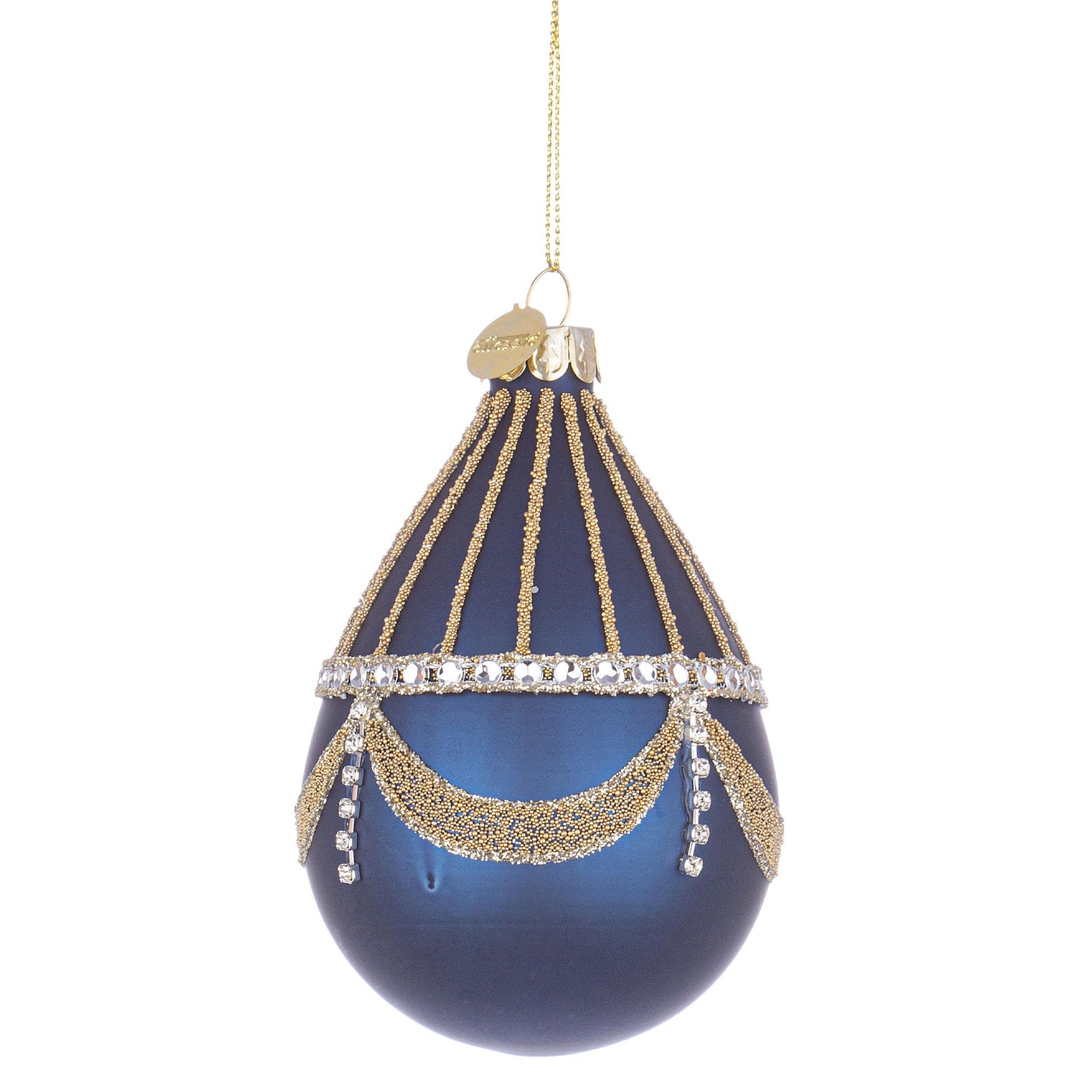 BIZZOTTO Sphere Pendant Glass Bauble for Christmas Tree 9cm Glyl Blue