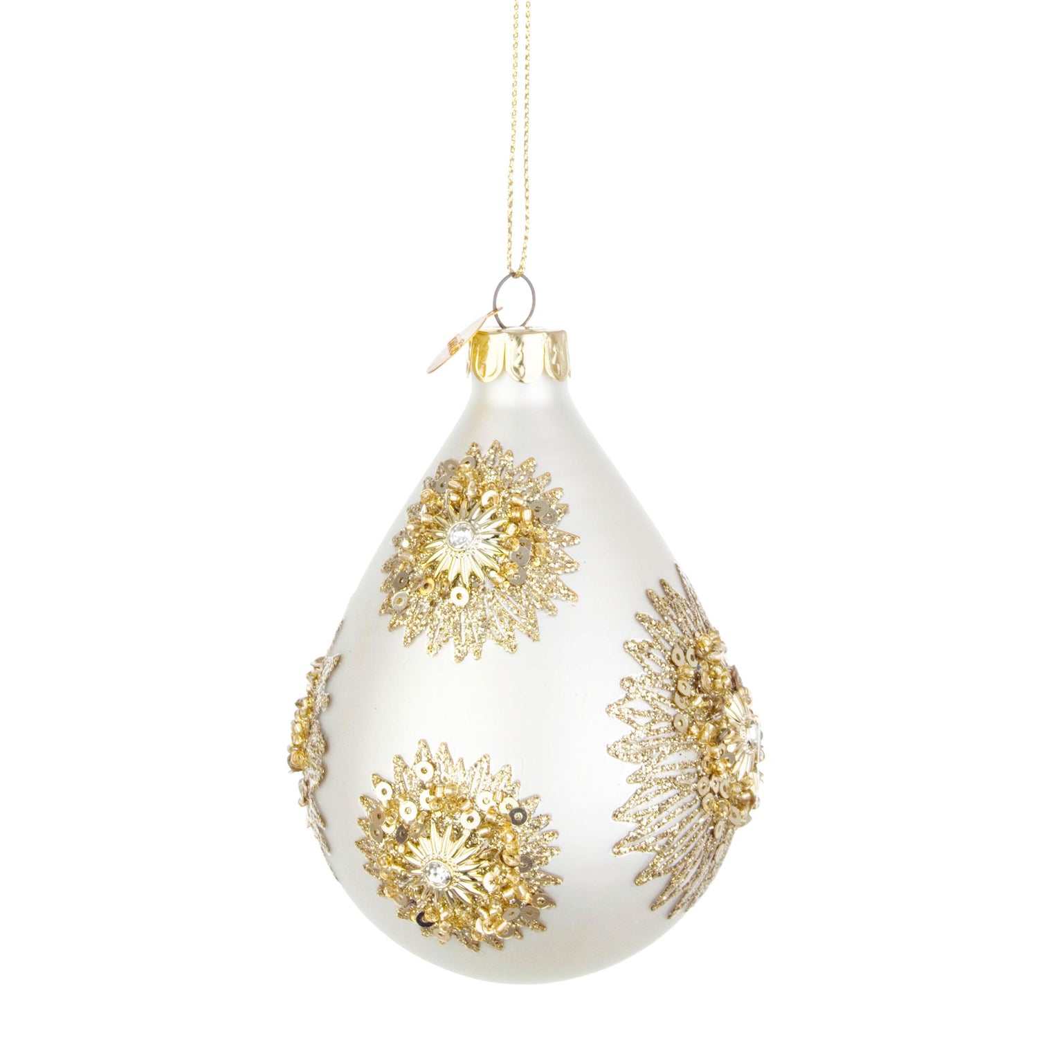 BIZZOTTO Glass Bauble Sphere Pendant for Christmas Tree 9cm Fairy White