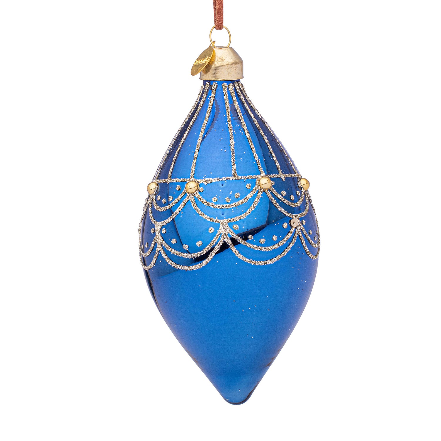 BIZZOTTO Pendaglio Sfera Pallina in Vetro per Albero di Natale 13cm Micol Blu