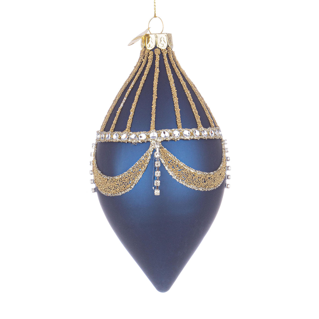 BIZZOTTO Pendaglio Sfera Pallina in Vetro per Albero di Natale 13cm Glyl Blu