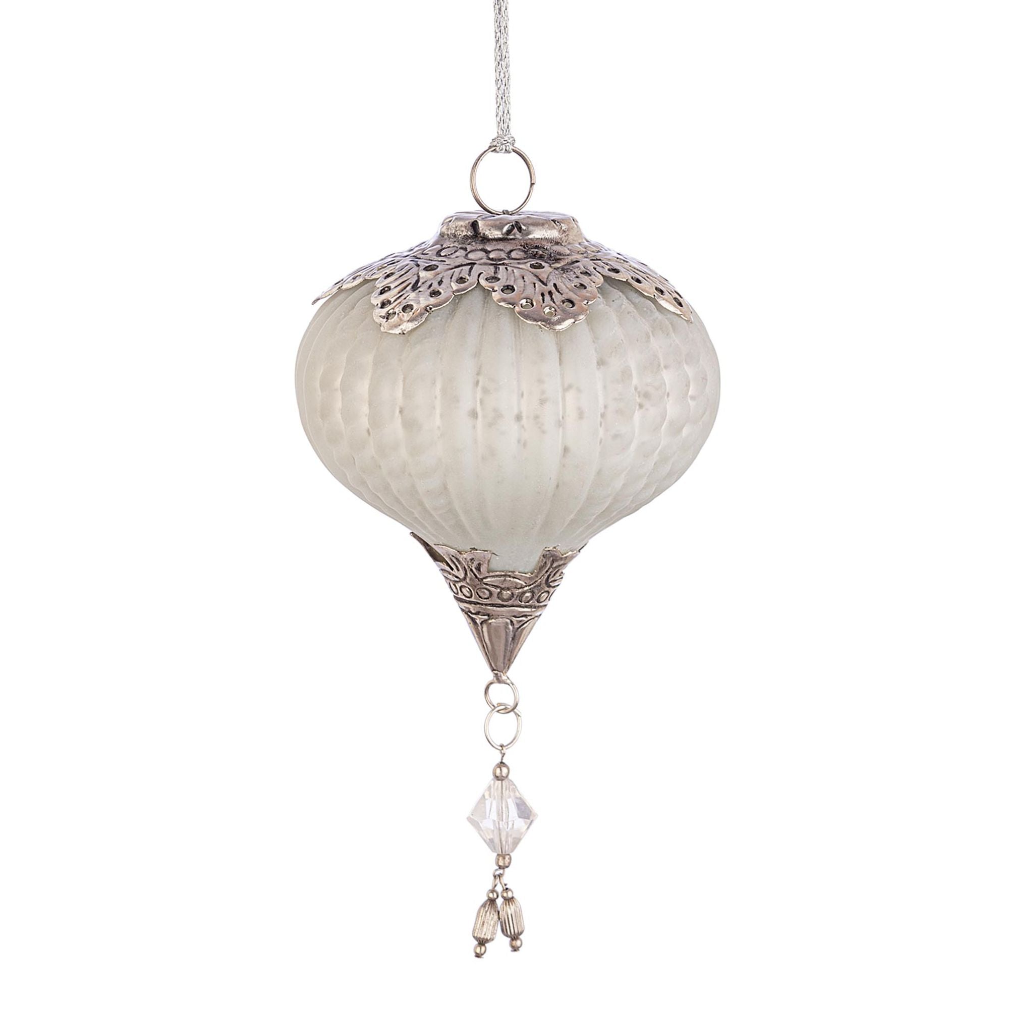 BIZZOTTO Glass Ball Pendant for Christmas Tree 8cm Fascinate White