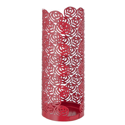 MONTEMAGGI Red Rose Cylindrical Glass Holder 20x8cm Red Metal