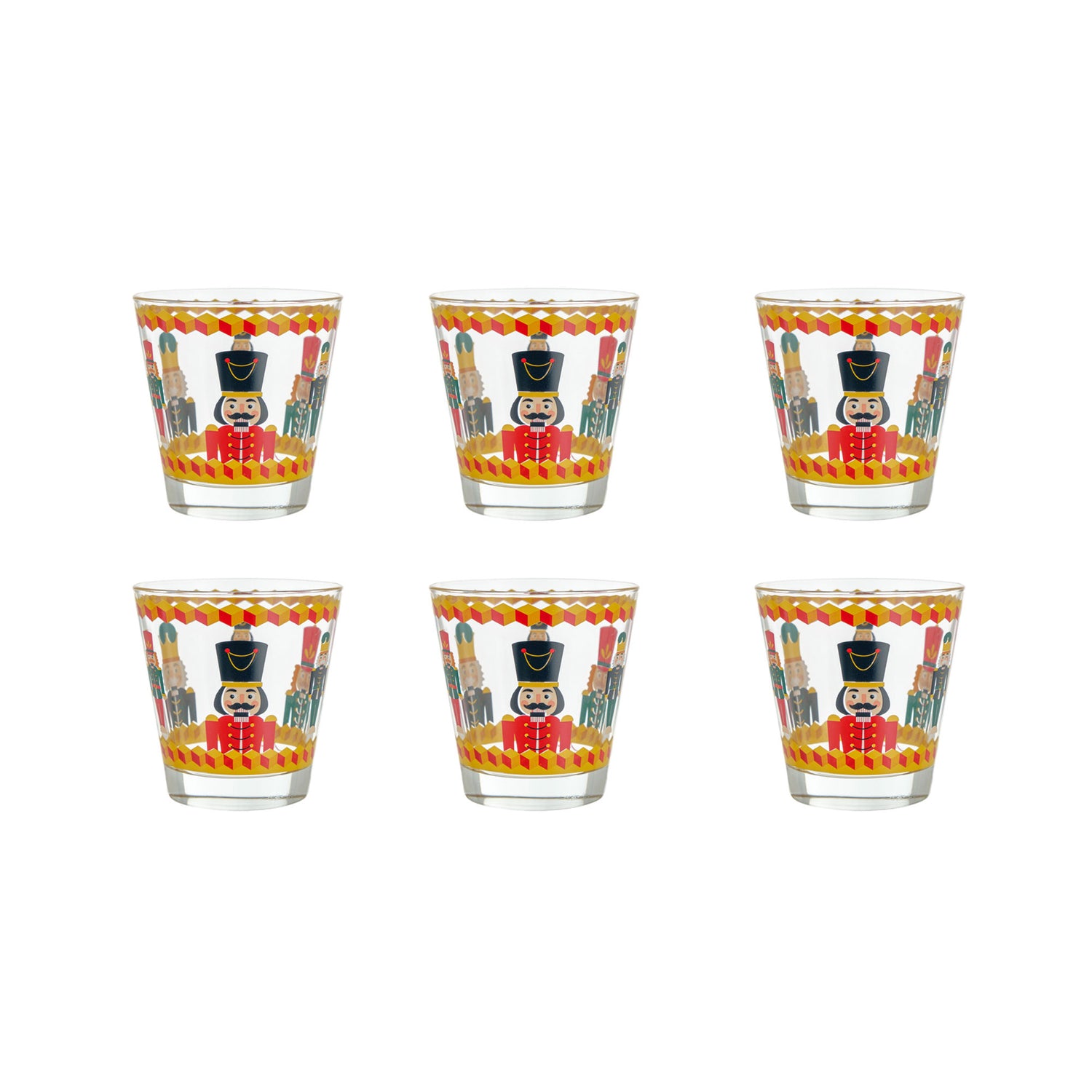 MONTEMAGGI Set of 6 Glasses with Nutcrackers 250ml Christmas Table