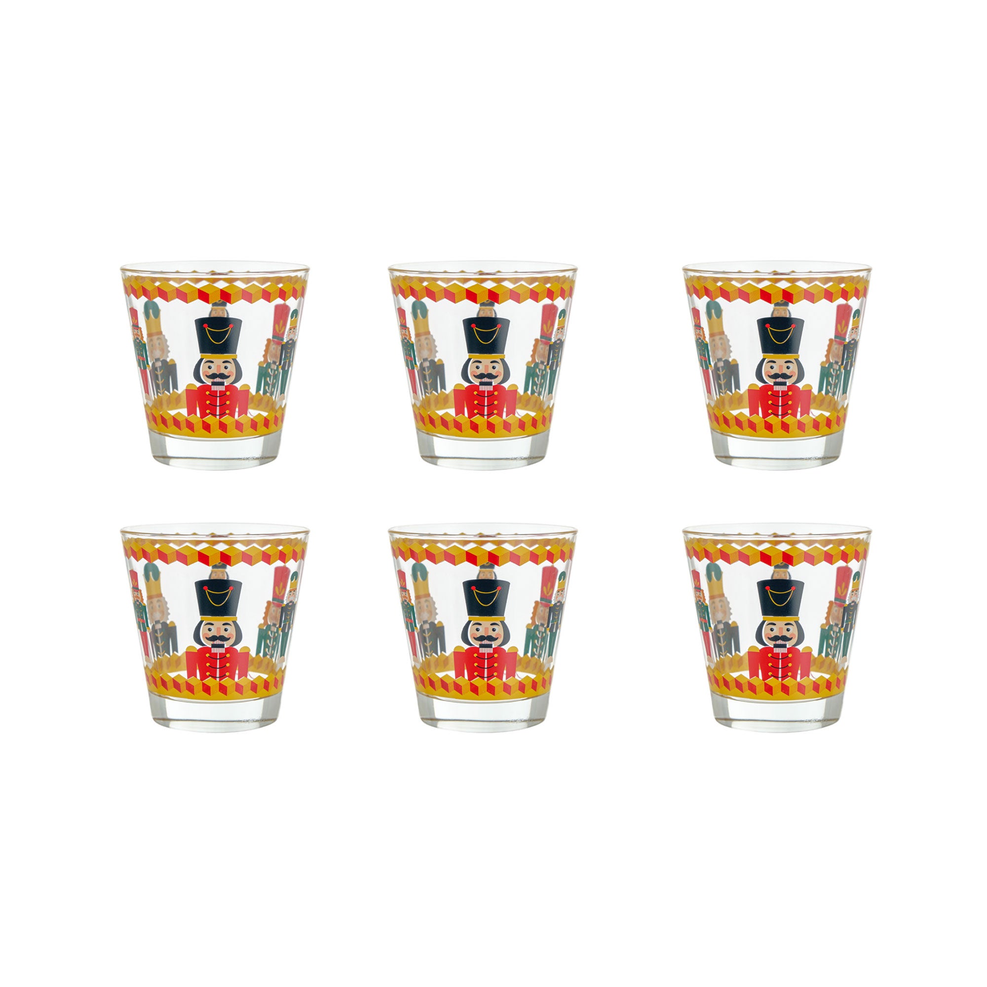 MONTEMAGGI Set of 6 Glasses with Nutcrackers 250ml Christmas Table