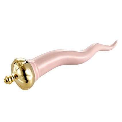 MONTEMAGGI Corno Rosa Cipria Corona Oro 21cm Decorazione Dipinta a Mano Porcellana