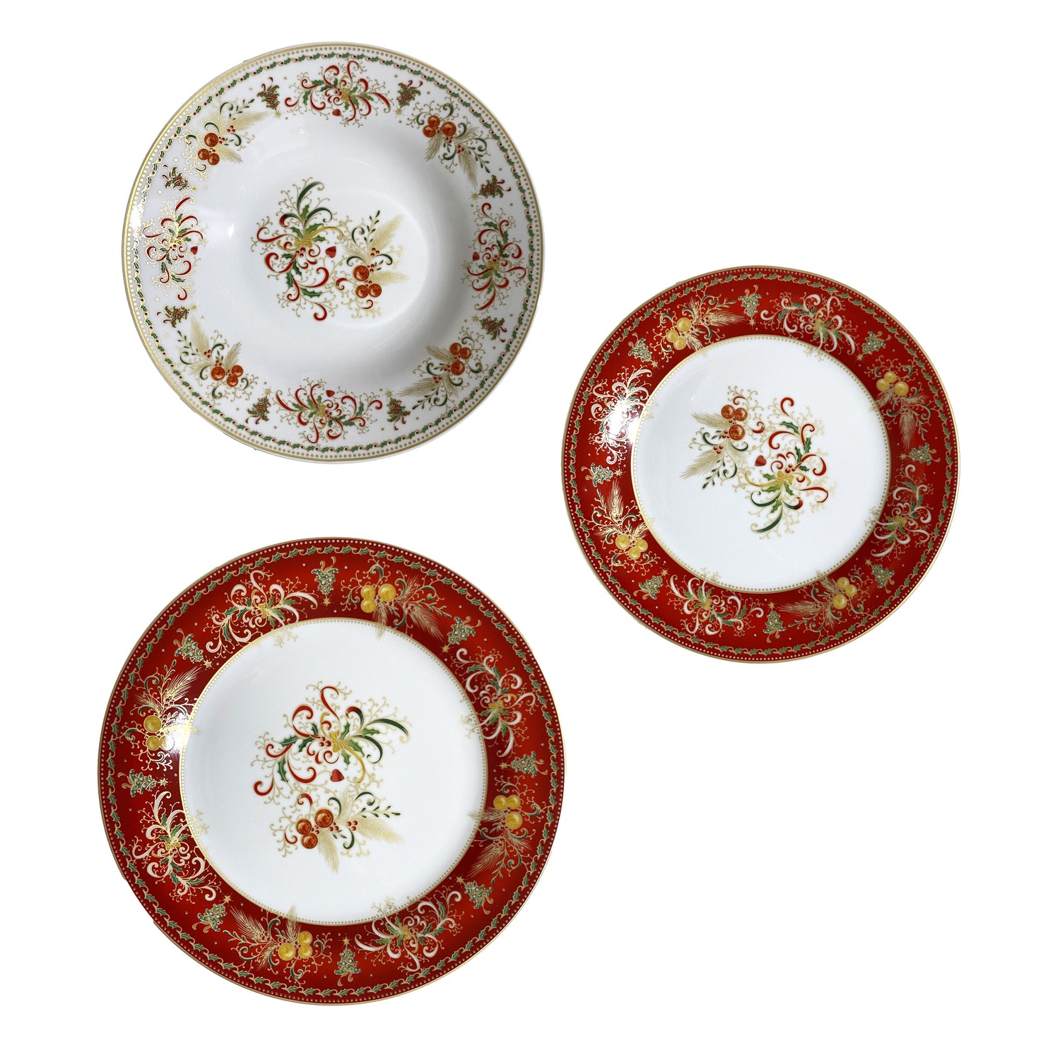 PALAIS ROYAL Table Service Plates Set 18 Pieces in Porcelain Christmas Table