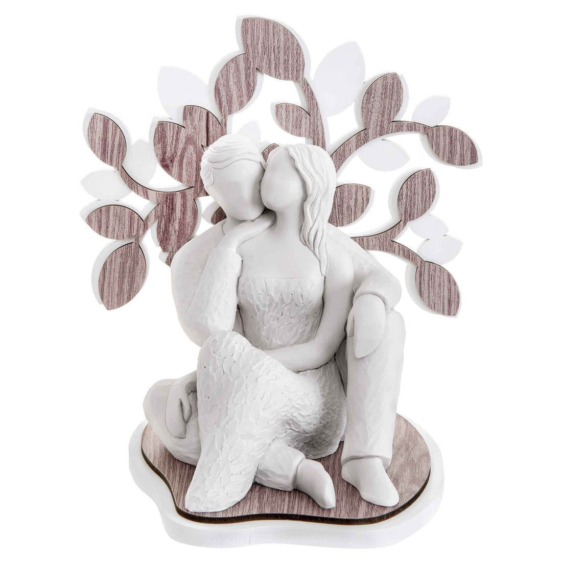 BONGELLI PREZIOSI Scultura Figura Sogno Famiglia Albero Vita 20x20cm Marmorino