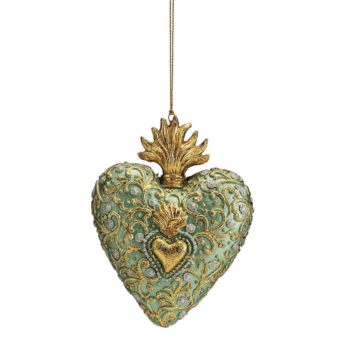 PALAIS ROYAL Pendaglio Appendino a Cuore in Poliresina 14cm Verde Addobbi di Natale