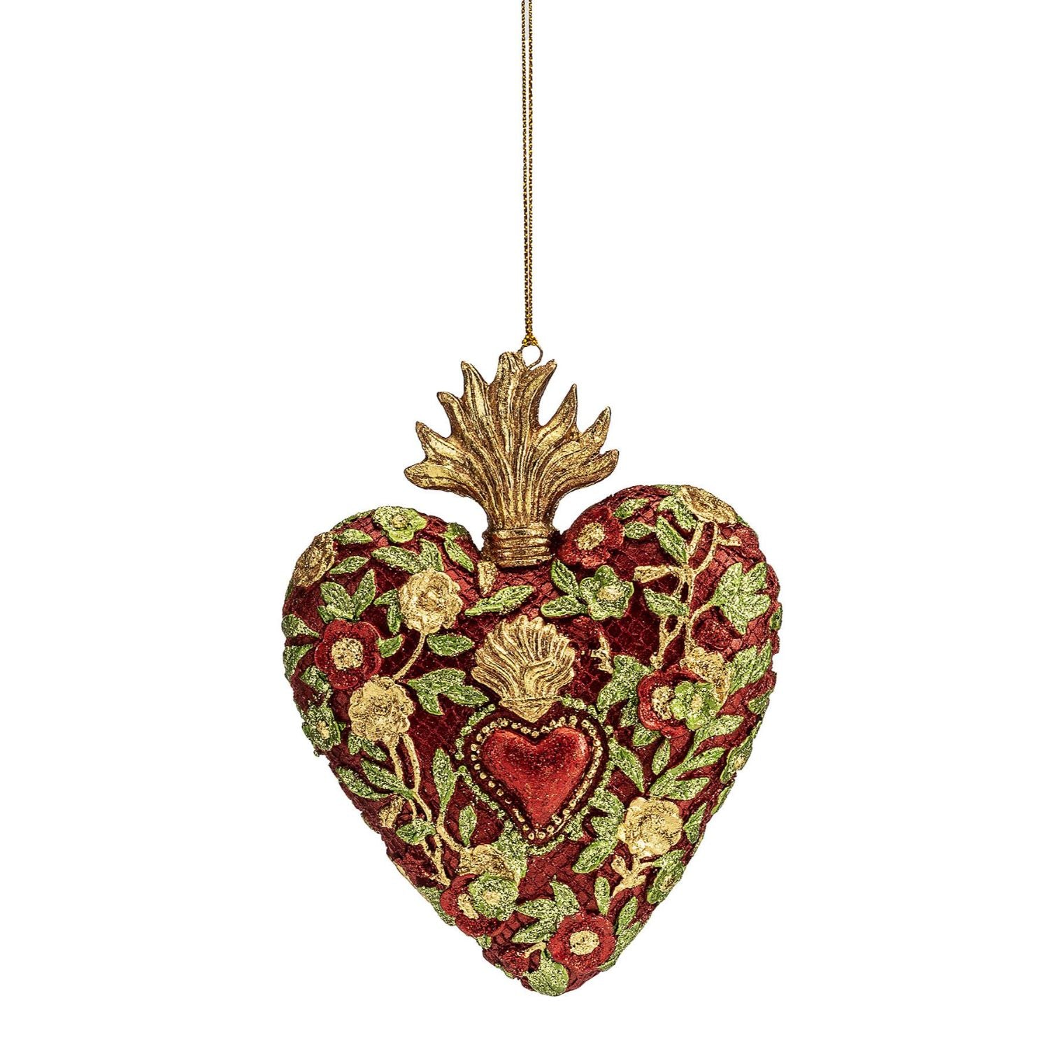 PALAIS ROYAL Heart Hanger Pendant in Polyresin 14cm Red Christmas Decorations