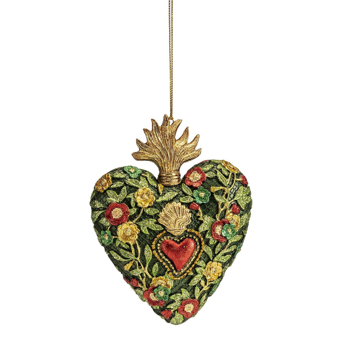 PALAIS ROYAL Pendaglio Appendino a Cuore in Poliresina 14cm Verde Addobbi di Natale