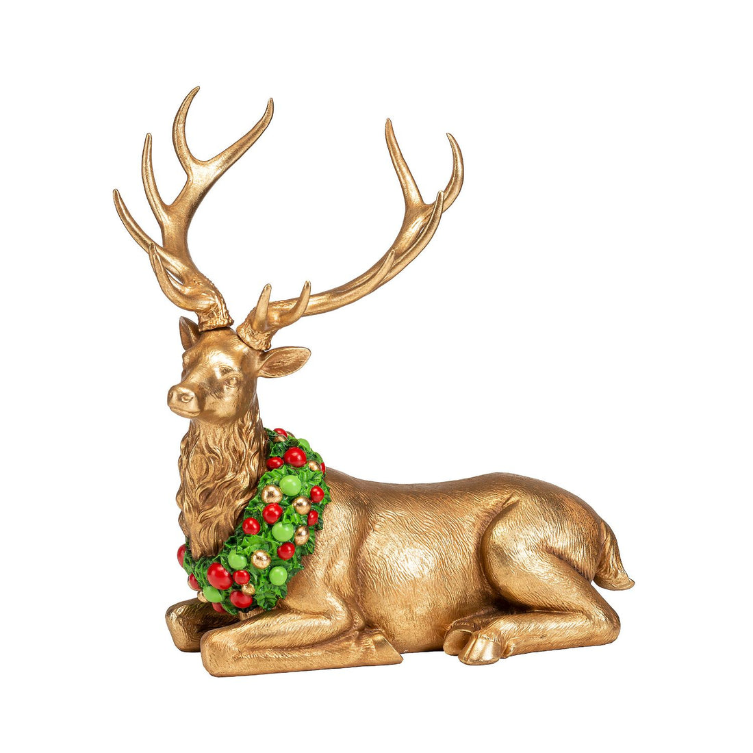 NOEL by Lamart Resin Figure Sitting Reindeer 44cm Gold Christmas Decoration