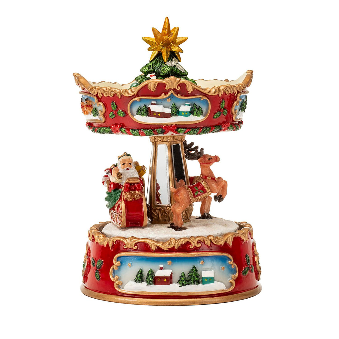 NOEL by Lamart Carillon Carosello con Movimento e Musica 16,5cm Poliresina