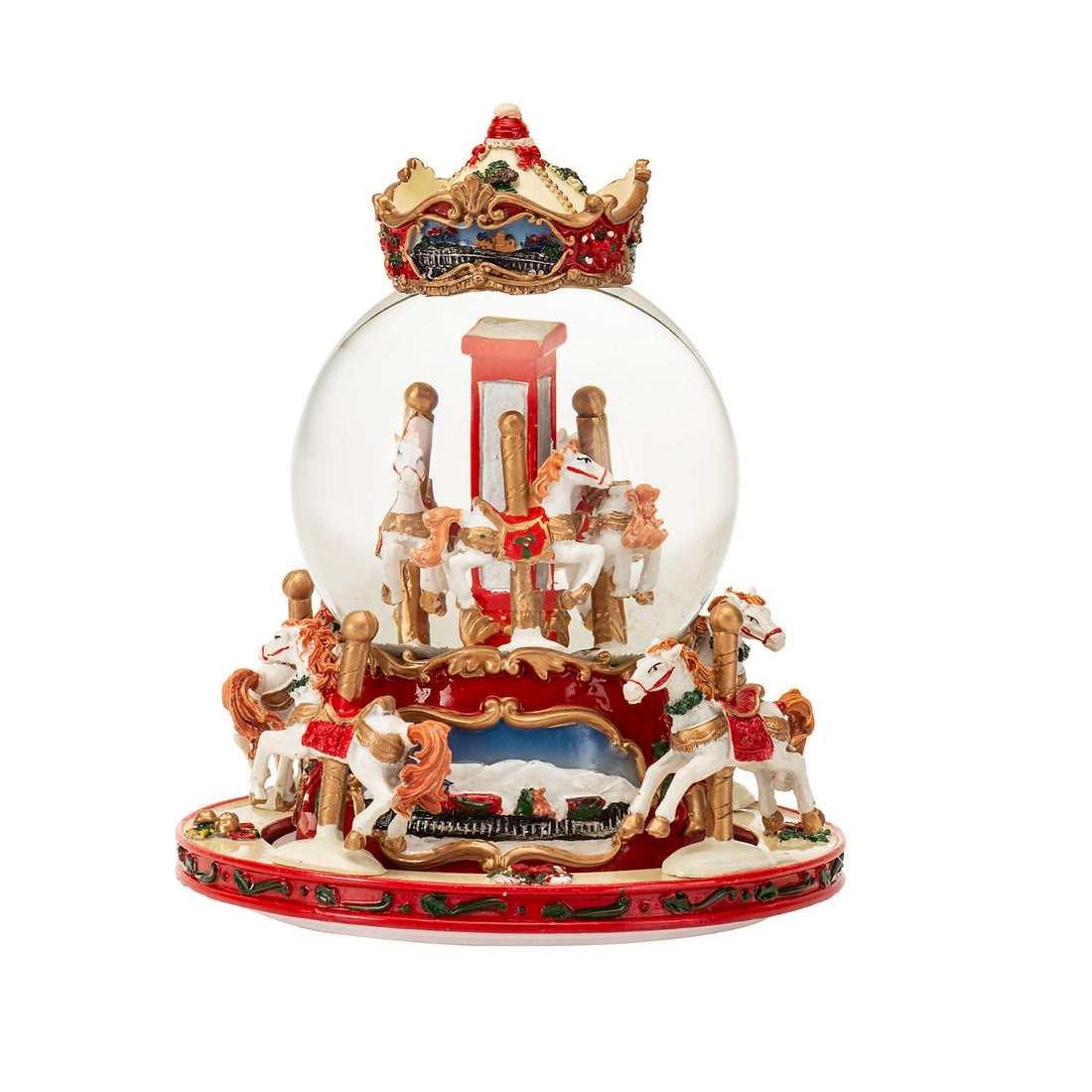 NOEL by Lamart Snow Globe Music Box with Movement and Music 19cm Polyresin Carousel