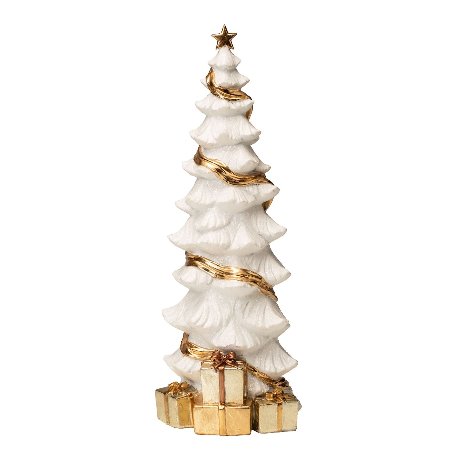 NOEL by Lamart Polyresin Christmas Tree Christmas Decoration 39cm White Gold