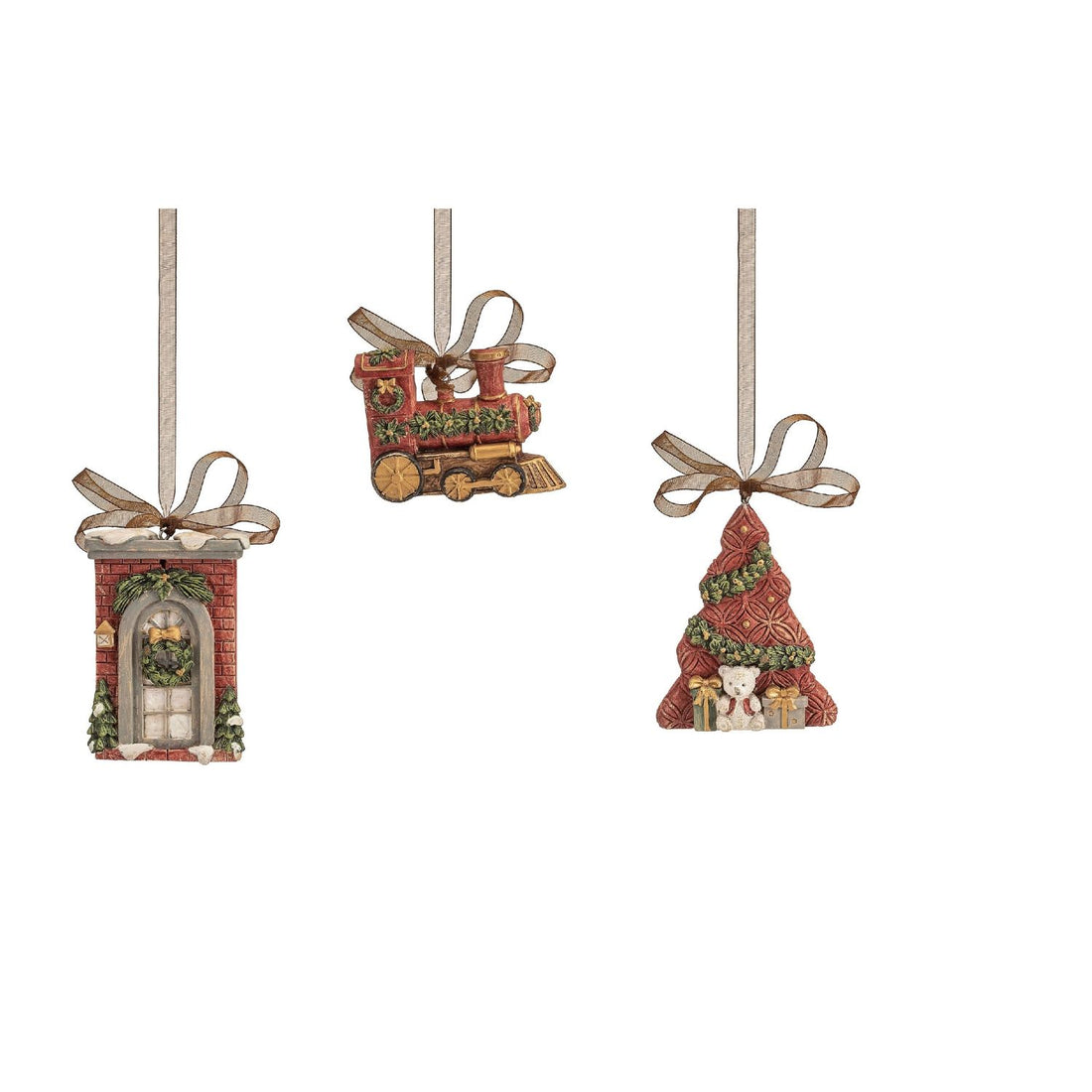 NOEL by Lamart Set 3 Pendagli Appendini per Albero di Natale in Poliresina 9cm Oro