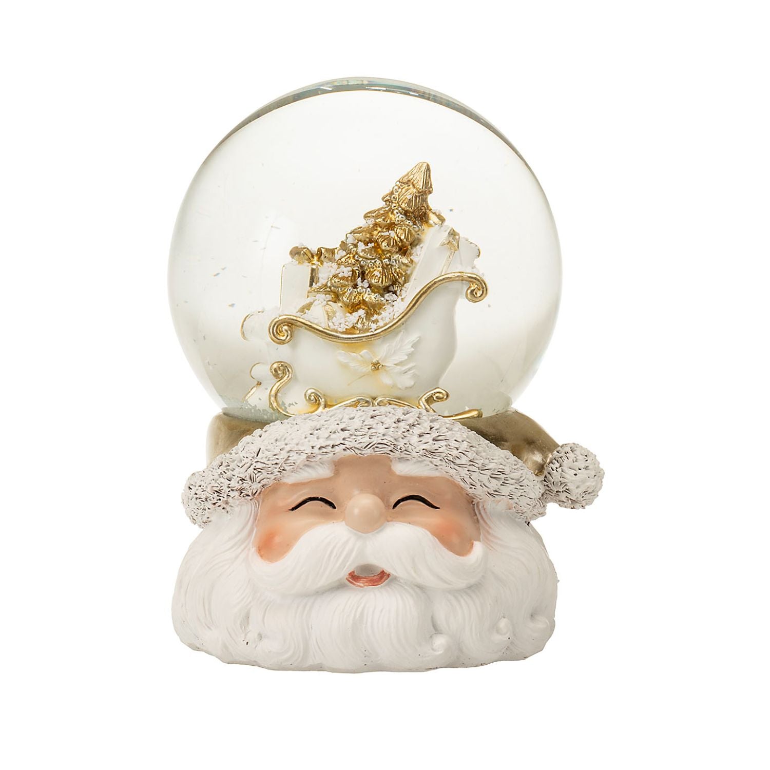 NOEL by Lamart Snow Globe Music Box with Music 14cm White Gold Polyresin