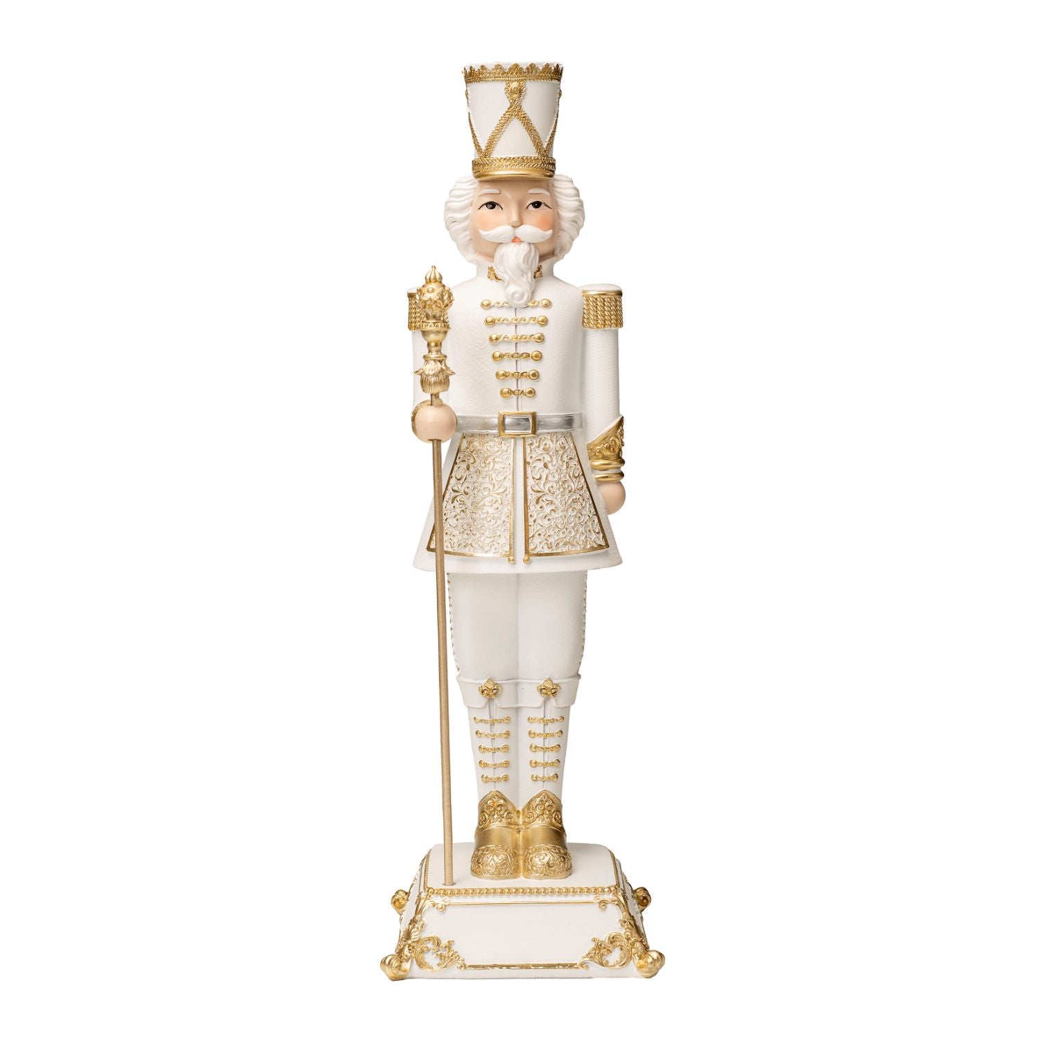 NOEL by Lamart Nutcracker Polyresin Soldier Christmas Decoration 42cm White Gold