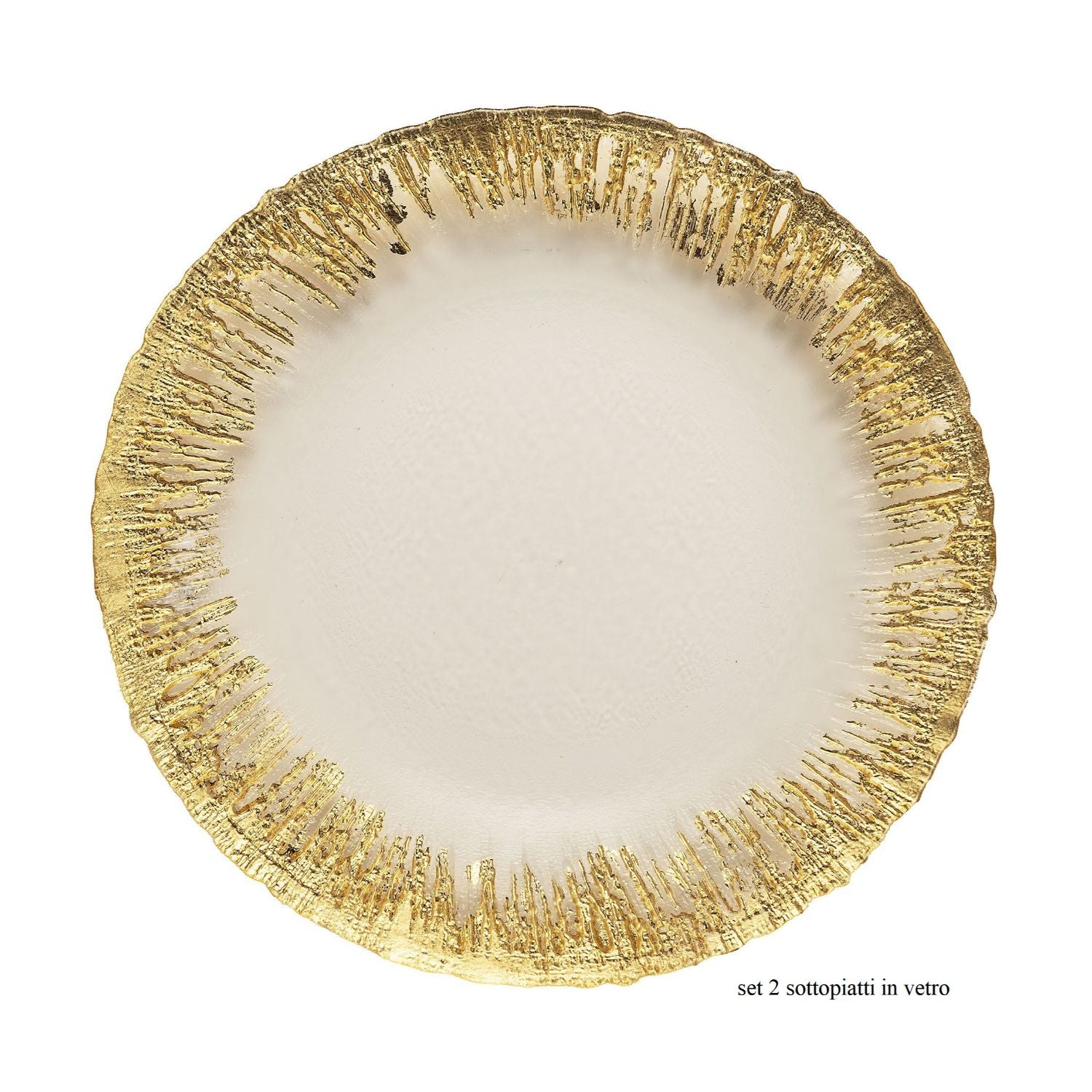 NOEL by Lamart Glass Placemat Set 2 Pieces 32cm White Gold Christmas Table