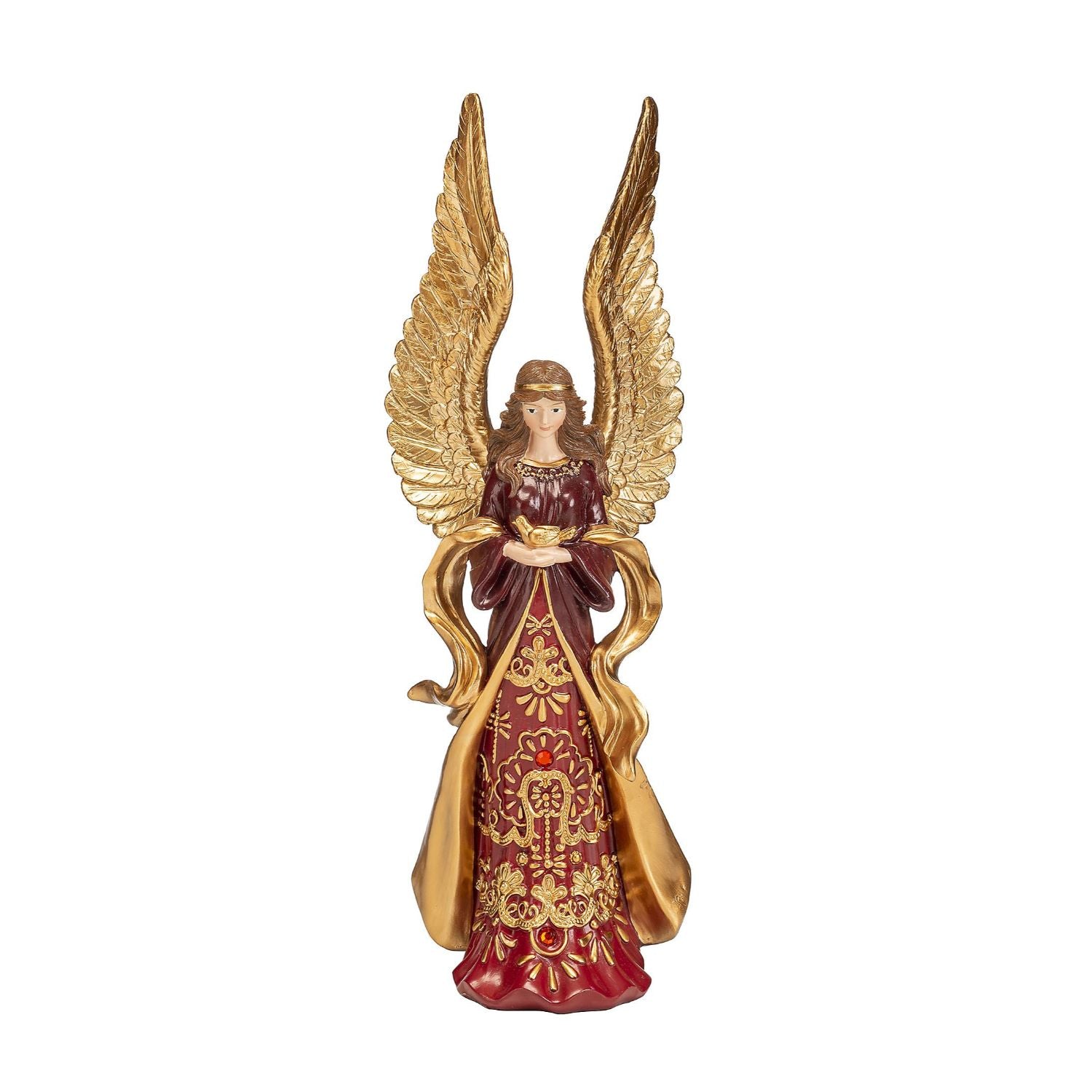 NOEL by Lamart Christmas Angel Christmas Decoration 32cm Red Gold Polyresin