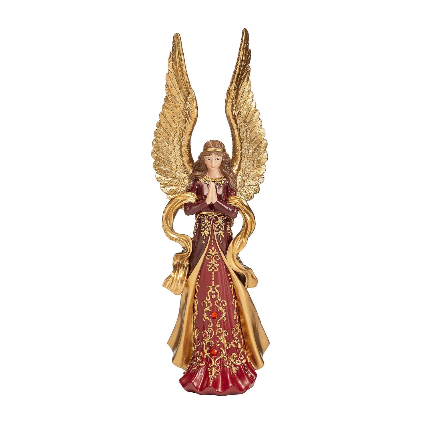 NOEL by Lamart Christmas Angel Christmas Decoration 32cm Red Gold Polyresin